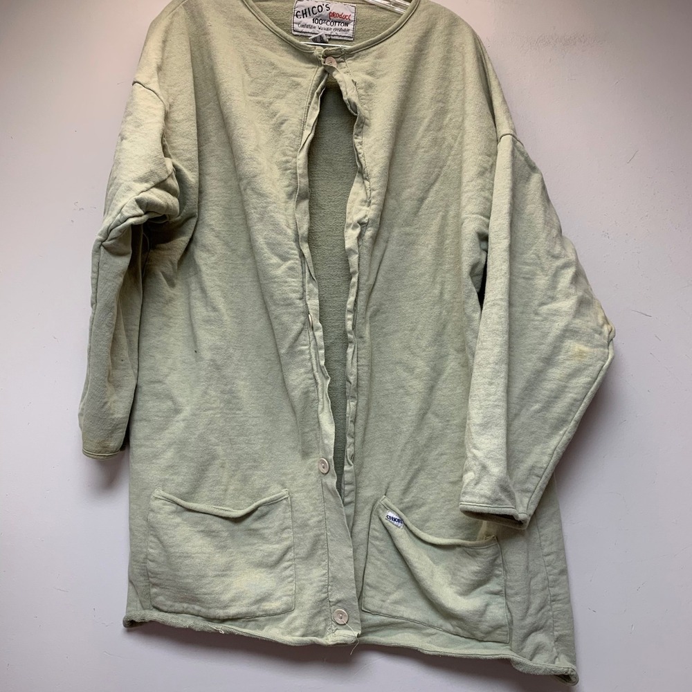 Chico's‎ Cardigan Jacket Womens OS Sage Green Good Cotton Vintage 12509